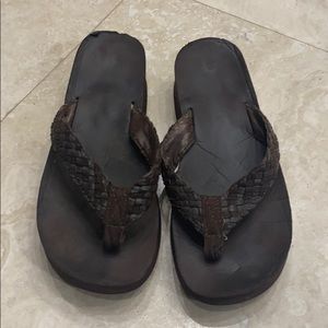 Brown Braided Flip Flops